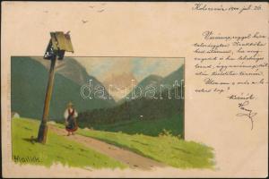 Alpine countryside view, Kunstverlag Winkler litho s: Mailick (EK)