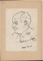Erdélyi jelzéssel: Hatvany Lajos portréja 1930, tus, papír, 21×15,5 cm