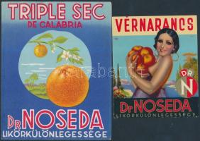 Dr. Noseda Vérnarancs és Triple Sec italcímke, 8x9 és 10x13 cm