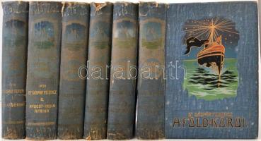 Gáspár Ferencz: A Föld körül. Összesen  I.-VI. kötet. Előszó: Vámbéry Ármin. Bp., 1906-1908, Singer és Wolfner. Nagyon sok képpel, ill. mellélettel illusztrált. Kötetei egységes, festett, illusztrált, dombornyomásos, aranyozott, kiadói egészvászon kötésben. Jó közepes állapotban