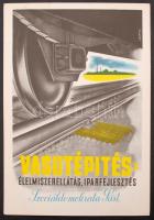 cca 1970 Az 1945-1948 közötti Vasútépítés-élelmiszerellátás, iparfejlesztés politikai propaganda plakát későbbi kiadása, 34x24 cm