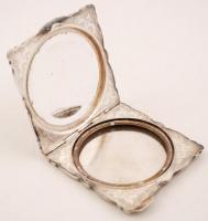 cca 1900 Díszes ezüstözött púdertartó, 7x7cm
