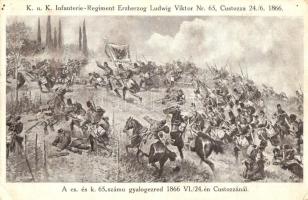 Custozza-i csata 1866, a cs. és kir. 65. számú gyalogezred / K.u.K. military, artist signed (fa)