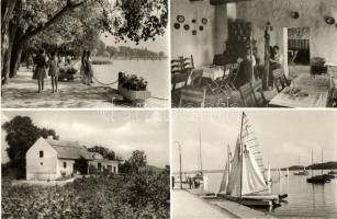 11 MODERN magyar városképes lapok, több fekete fehér képeslap, s több balatoni városképes lap, vegye...