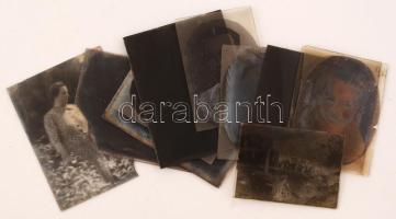 Üvegnegatívok, vegyes családi képek, 1db Parlament, különböző méretben, 10x7cm, 13x9cm