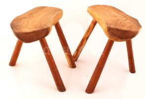 Fa kisszékek, 3 lábú, jelzett, 2db,  35x39cm