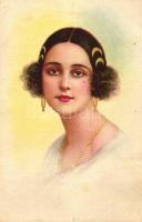 Lady, Italian art postcard