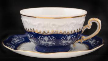 Zsolnay Pompadour teás csésze és alj (6db), matricás, jelzett, hibátlan