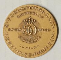 Hollandia 1948. "Regeringsjubileum-Wilhelmina-Focusfotosalon" Br plakett, magyar belevésett névvel! Hungarika! T:2