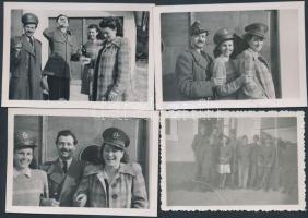 cca 1945-1949 4 db katonákat ábrázoló fotó, 6x8 és 6x9 cm