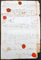 1811 Murakeresztúri lókereskedő részére szóló éves passualis levél, rányomott viaszpecsétekkel, további feljegyzésekkel, magyar nyelven
