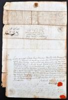 1811 Murakeresztúri lókereskedő részére szóló éves passualis levél, rányomott viaszpecsétekkel, tová...