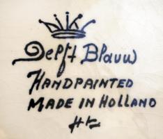 Holland tájképes porcelán fali tál, hibátlan, jelzett, d: 21 cm