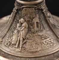 Ón talpas kínáló, üvegen apró csorba, m:15 cm, d:14,5 cm