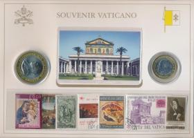 Vatikán 2005. XVI. Benedek / San Paolo fuori le mura emlékérem + 1000L II. János Pál szuvenír szett bélyegekkel T:1 Vatican 2005. Pope Benedict XVI / San Paolo fuori le mura commemorative medallion + 1000 Lire Pope John Paul II souvenir set with stamps C:UNC