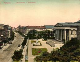 Budapest VIII. Múzeum körút, Nemzeti Múzeum, hajtatlan panorámalap / unfolded panoramacard (fl)