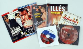 7 db DVD/CD lemez: Illés koncert'96, Született feleségek, Anthony Zimmer, Másodpercekre a haláltól, 2 db pornó lemez