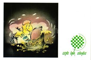 Jovan Prokopljevic 10 darabos modern sakk képeslap sorozata, karikatúra, kiváló minőségű / series of 10 chess postcards, cartoon, excellent quality