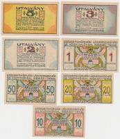 Székesfehérvár 1921. 10f + 20f + 50f + 1K + 2K + 3K + 5K "Légszeszgyár és Vegyiművek Részvénytá...