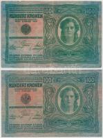 1912. 100K piros "Deutschösterreich" felülbélyegzéssel, mindkét oldal német (2x) T:III,III...