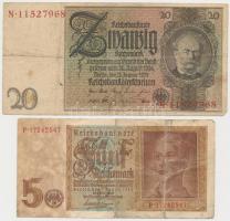 Németország / Weimari Köztársaság 1929. 10M + 20M + Német 3. Birodalom 1935. 100M + 1942. 5M T:III,I...