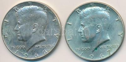 Amerikai Egyesült Államok 1966-1967. 1/2$ Ag "Kennedy" (2x) T:2,2- USA 1966-1967. 1/2 Dollar Ag "Kennedy" (2x) C:XF,VF