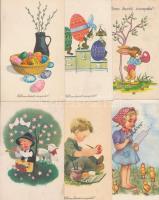 Kb. 100 db MODERN grafikai motívumlap 1950-es és 1960-as évekből; húsvéti üdvözlő / Approx. 100 modern graphic motive postcards from the '50s and the '60s; Easter greetings