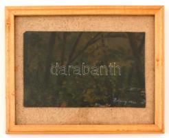 Bihary jelzéssel: Erdő részlet II. Olaj, farost (hibákkal), üvegezett keretben, 14×20 cm