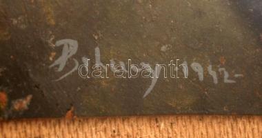 Bihary jelzéssel: Erdő részlet II. Olaj, farost (hibákkal), üvegezett keretben, 14×20 cm