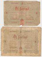 1848. 5Ft Kossuth bankó (2x) vörösesbarna és barna, egyik körbevágva T:III-,IV