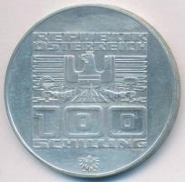 Ausztria 1976. 100Sch Ag "Innsbruck - XII. téli olimpia / Lesikló sánc" T:2  Austria 1976. 100 Schilling Ag "Winter Olympics Innsbruck / Ski take-off ramp" C:XF