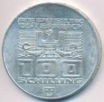 Ausztria 1976. 100Sch Ag "Innsbruck - XII. téli olimpia / Síelő" T:2  Austria 1976. 100 Schilling Ag "Winter Olympics Innsbruck / Skier" C:XF