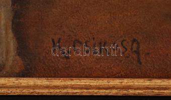 Csikós jelzéssel: Pipacsos csendélet. Olaj, farost, keretben, 40×52 cm