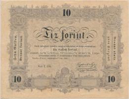 1848. 10Ft "Kossuth bankó", hátlap csak alapnyomat! T:II,II- hajtatlan, több kisebb hajlás, gyűrődés Adamo G111e