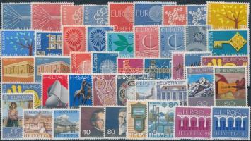 Svájc 1957-1984 Europa CEPT 45 klf bélyeg teljes sorokban, Switzerland 1957-1984 Europa CEPT 45 stamps