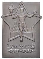 1957. "A Nagy Októberi Szocialista Forradalom 40. évfordulója" Zn plakett eredeti tokban (74x55mm) T:1