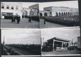 cca 1950 Bebrits Lajos (1891-1963) közlekedési miniszter (1949-1956) előtt tesznek esküt az új vasutas tisztek a hatvani vasútállomáson, Kotnyek Antal (1921-1990) fotóriporter hagyatékában őrzött 5 db negatívról készült modern nagyítás, 9x13 cm