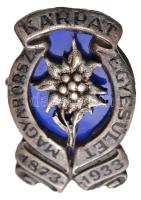 1933. "Magyarországi Kárpát Egyesület - 1873-1933" ezüstözött, zománcozott fém jelvény (25x16mm) T:2