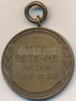 1925. "MTE - BETE - ME - Mátra 1925. III. 22." Br díjérem füllel (28mm) T:2-