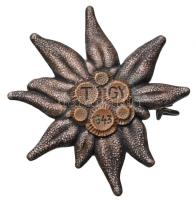 1943. "T.GY. 1943" havasi gyopár formájú turista jelvény (42x38mm) T:2,2-