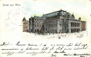 Vienna, Wien; K.k. Hof-Oper / opera house, artist signed (small tear)
