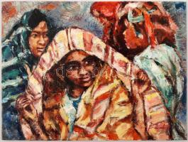 Olvashatatlan jelzéssel: Arcok, fazonok, olaj, vászon, 18×24 cm