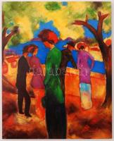 Olvashatatlan jelzéssel: Zöldruhás nő, olaj, farost, 25×20 cm