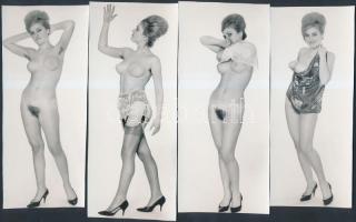 cca 1970 Bundában, kendőben vagy anélkül, 6 db finoman erotikus fénykép, 15x6 cm / cca 1970 6 erotic photos, 15x6 cm