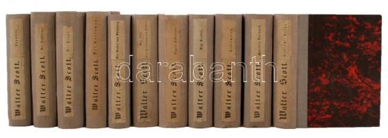 Ausgewählte Werke von Walter Scott. Mannheim, 1840-1841, Verlag von Heinrich Hoff. A sorozat 11 kötete (Bd. 6., 12., 30., 36., a többi számozatlan), későbbi kissé kopott félvászon kötésben, kötetenként változó, nagyrészt jó állapotban.