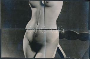 cca 1950 Mozaik akt fénykép, 8 db fotólapból összeilleszthető finoman erotikus fénykép + 1 db fotóla...