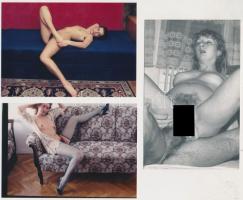 cca 1935-1980 Négy díványon négy esemény, 4 db erotikus fénykép, 9x13 cm és 15x19 cm / cca 1935-1980 4 erotic photos, 9x13, 15x19 cm