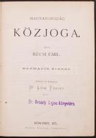 Récsi Emil: Magyarország közjoga. 3. kiad., bő. és rend. Löw Tóbiás. Buda-Pest, 1871, Pfeifer Ferdin...