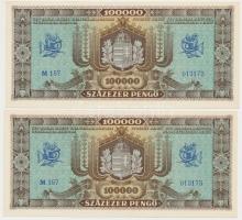 1945. 100.000P (2x) sorszámkövetők T:I-