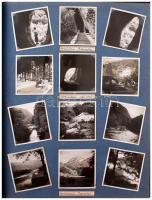 cca 1935-1936 Thöresz Dezső Temesváron, Herkulesfürdőn, a Kazán szorosban, Békéscsabán, Mezőtúron készített utazási és családi fotói, 188 db fénykép, 6x6 cm, a hímzéssel díszített album mérete 31x25 cm